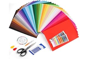 HOMEWIT Filz Stoff 1mm, Bunter Filzstoff 40 Farben Filzstoff 20 x 30 cm Bastelfilz Farbig Filz Blätter Polyester Felt Fabric Filzplatten mit 8 Bastelfilz Zubehör zum DIY Handwerk Nähen Projekte