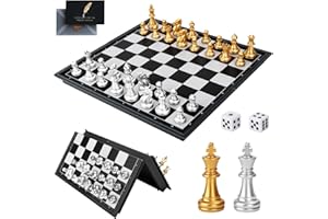 ZUSUZU Scacchiera Magnetica,Scacchiera Pieghevole,Dama Gioco da Tavola,Portatile Chess Board Set,Scacchi da Viaggio per 6 + Anni Bambini e Adulti (25cm x 25cm)