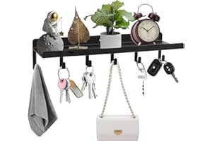 BATENGKEJI 2 Pcs Colgador Llaves Pared, Porta Cuelga Colgador de Llaves Llavero Pared con Estanteria Negros con 6 Ganchos para Entrada Hogar Cocina Oficina(Moderno)