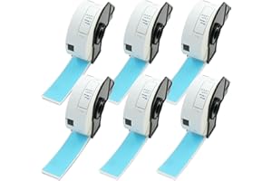 ‎BETCKEY BETCKEY - 6 Rollen DK-11201 Standard-Adressetiketten Kompatibel mit Brother, 29mm x 90mm, 2400 Farbige Etiketten Blau für Brother QL Etikettendrucker