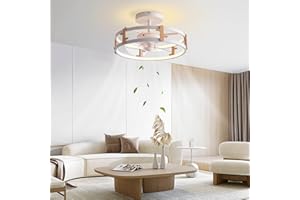 MOUNM Ventilatori da Soffitto con Luce e Telecomando, Lampadario con Ventilatore da Soffitto, Lampadario LED Dimmerabile 3000K-6000K, 58W(45W+13W) 4500Lumens, Ventilatore a Soffitto con Luce, 50cm