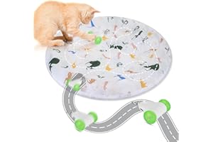 PETTOM Jouet interactif pour chat - Jouet pour chat - Électrique - Rechargeable - Jouet mobile pour chat avec 3 plumes