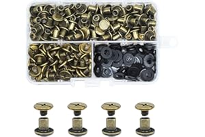 JINTANG 90pcs M5x5 remaches de tornillo,remaches para cuero,Tornillo Chicago Remache,Se utiliza para la artesanía de cuero DIY bolsa de ropa, zapatos, libros, y la decoración (Bronce)