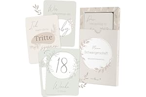 Mintkind Meilensteinkarte Schwangerschaft beige Boho – 36 liebevoll gestaltete Karten – Geschenk für werdende Mütter & Babybauch-Fotos – Erinnerungen festhalten & besondere Momente genießen