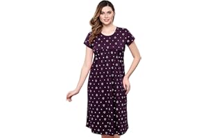 TIGYWIGY Women's Cotton Printed Knee Length Maternity/Feeding/Nursing Nighty