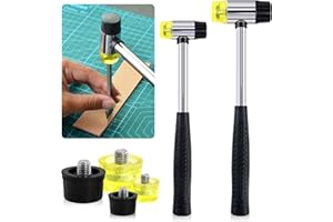 Glarks 2 x 25 mm/35 mm doppelseitiger weicher Hammer mit 4 Ersatzköpfen, Doppelkopf-Kunststoff- und Gummihammer für Lederhandwerk, Uhren, Schmuck, Bodenbeläge