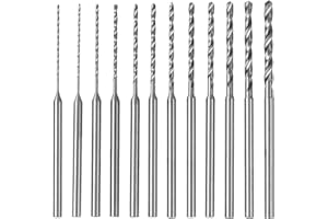 KEWAYO HSS Mini Set di punte per trapano micro 12 pezzi, gambo 2.35 mm, Twist Drill Kit fai da te Utensili manuali rotanti(0,5-2,0 mm)