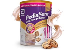 PEDIASURE Crescita e Sviluppo, Integratore Alimentare per Bambini da un anno in su, Multivitaminico con 27 Vitamine e Minerali e Proteine, Confezione 850g, gusto Cookies & Cream
