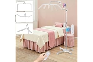 Woputne 40W Foldable Square Lash Light for Beauty Eyelash Tech Tattoo, 3 Color Modes & 10 Dimming Brightness, 34.5in Adjustable Lamp Head & Arms, Remote Control LED Lash Tech Light (White)