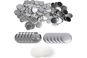 ‎TISSTING Tissting 100 Stück Blanko Buttons Anstecker Set 58mm Runde Silber Eisen Buttons Selber Machen Button Pin Abzeichen für Button Maker Maschine