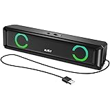 NJSJ USB PC Lautsprecher, 6W RGB Computer Lautsprecher Soundbar Boxen 2.0 Stereo Lautsprecheranlage mit Bunter Gaming LED Lic