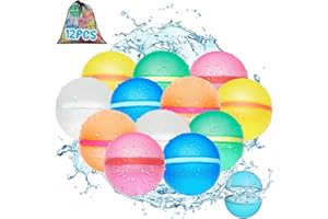 SHOKUTO Reusable Water Balloons for Kids,12PCS Magnetic Self-Sealing Quick Fill Water Balloons, Water Bomb for Summer Garden Pool Beach Outdoor Toys, Fun Party Games Water Toys for Kids Adults