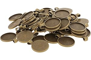 Fenteer 50 Pezzi in Bianco Tondo Castone Vassoio Base 25mm Cabochon Gioielli Pendenti