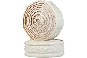 JOJOFUNY 180" x 1.5" Crown Molding | 89.6" 2 Roll Peel and Stick Molding | Foam White Self Adhesive Flexible Trim | 3D Sticky Vintage Decorative | Wallpaper Border | Wall Edging | Baseboard Mirror Border Line