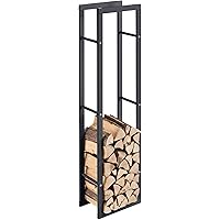 [en.casa] Kaminholzregal aus Stahl 40x150x25cm Brennholzregal Feuerholzregal Kaminholzhalter Grau