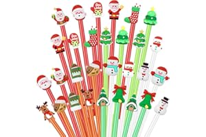 DERAYEE 30 Pezzi Penne a Inchiostro di Natale,Penna a Sfera Gel Carino,Regalo per Festa di Natale Bomboniere Riempitivi