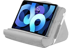 MoKo Tablet Pillow Stand, Soft Tablet Cushion Stand, With Multiple Viewing Angles and Storage Pocket, Compatible with iPad 10.2 2022/iPad Air 5 4 3/iPad Pro, Galaxy Tab, E-reader, iPhone, Book, Gray