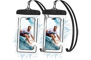 DiULi wasserdichte Handyhülle, 2 Stück IPX8 Unterwasser Handytasche Universal für Schwimmen, Wasserfeste Handyhülle mit Trageband für Wassersport Strand, Schwimmen, Bootsfahrten, Schwarz