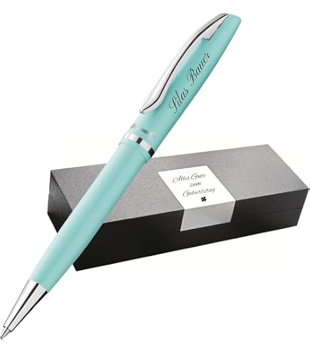 Pelikan Kugelschreiber Jazz Classic K35 – Türkis, Mit Gravur, In Geschenkbox, Dokumentenecht