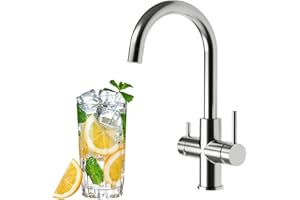 AORA® URBAN INOX 4-drożny kran ze stali nierdzewnej | armatura kuchenna obracana o 360° z masywnej stali nierdzewnej 304 | armatura zlewozmywakowa do filtra wody, instalacji osmozy | kran z filtrem