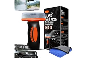 Hyhuiyin Q4 Glass Guard, Hand-Held Glass Emulsion Cleaner with Towel Automotive Oil Film Cleaning Brush Car windshield Oil Film Remover Stubborn Oils Residue and Water Spots for Windows Mirrors