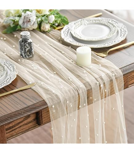 Matches21 Runner Da Tavola 35x70 Cm In Poliestere Bianco Con Ricamo Elegante E Pizzo Filigrana