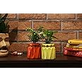 Leafy Tales Set of 2 Mystic Pot Ceramic, Pot Only (Set of 2), Yellow Orange