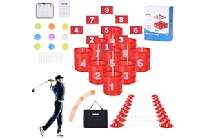 VEVOR Jeu de golf d'arrière-cour, parcours de golf à 9 trous, jeux d'entraînement au jeu de golf au seau, jeu de golf d'extérieur portable pour famille, adulte, enfant, pour pelouse, cour, parc, plage