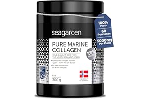 Seagarden Polvo de Colágeno Marino Puro 100% Noruego - Colágeno Hidrolizado Tipo I de Bacalao Ártico Salvaje, Para Piel, Cabello, Uñas, Tendones, Músculos - 300 g (2 Meses, Sin Sabor)