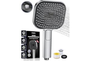 REKOVAN Soffione Doccia Anticalcare, Doccino per Doccia Alta Pressione, Doccetta Grande 135 mm 【Silicone Qualità Alimentare】, 【Risparmio idrico 43%】, Telefono Doccia 3 Modalità di Getto, Cromato (senza tubo)