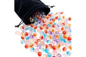 Werownsgso 100 stycken kulor färgglada glassamlingar med förvaringspåse 10 mm glas kulor kulspel dekoration för hand ögonkoor