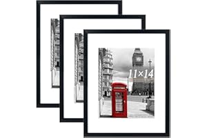 Scholar Tree Black Picture Frames 14x11 Inch 3 Pack, Picture Frame for Tabletop and Wall Mounting, Mount for Picture 8x10