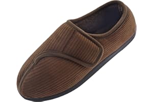 Git-up Pantofole da casa per Uomo Ultra-Leggero Confortevole e Antiscivolo Calde Ciabatte per Cotone Peluche con Soletta Memory Foam Pantofole Regolabili diabetiche per artrite Edema Piedi Slippers