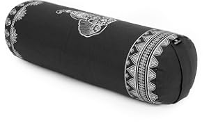 Yoga Studio Organic Grano saraceno Progettato Rotondo Bolsters - Nature Collection (Grafite Grigio - Elefante Azteco)