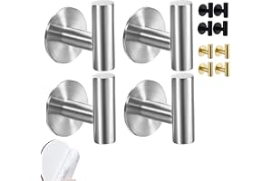 Zence Design Silver Adhesive Wall Hooks (4-Pack) – No Drill Stick-On Hangers for Towels, Coats & Keys – Bathroom, Kitchen & Door Organizer