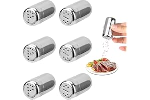 zrfgbxim 6 Piezas Mini Saleros y Pimenteros, Salero de Cocina de Acero Inoxidable, Pequeños Dispensador de Especias para Sal, Pimienta, Azúcar, Hogar, Restaurante