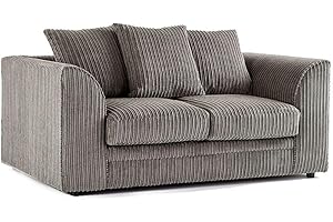 GENERIC ET Jumbo Cord Fabric Sofa - 3 Seater and 2 Seater - Jumbo Cord Fabric (Grey, 2 Seater)