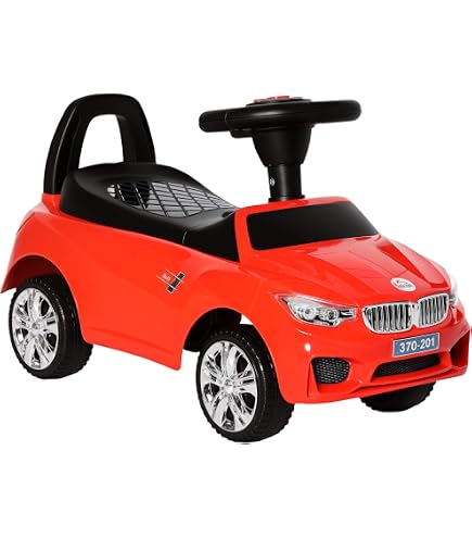Baroni Toys Correpasillos Vintage Para Niños De 12 A 36 Meses – Coche De Juguete Con Bocina, Volante Y Compartimento, En Rosa