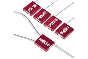 Lzbignun 50 Security Cable Seals Metal Security Wire Seals Numbered Tamper Proof Cable Tags Pull-Tite Wire Trailer Seal Disposable Aluminium Cable Ties Self-Locking Security Strap Container Seals, Red