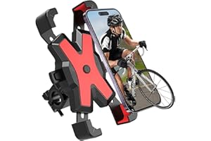 RZMZBY Soporte Movil Bicicleta Anti Vibración y Cierre Seguro, Soporte Teléfono Moto Rotación 360°, Soporte Manillar para iPhone 15 14 13 Pro MAX, Mini XS XR 8 7, Samsung S10 S9 S8, 4.7"-6.8" Smartphone