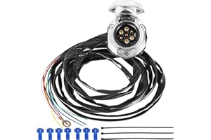 ETUKER Metal Conector Precableado de 7Pines para Remolque,Enchufe de Remolque Hembra con 1.9m Cable Precableado 7Polos (7MS)