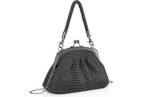 BAIGIO Damska elegancka kopertówka ze srebra kryształowego, na ceremonię ślubną, imprezę, koktajl