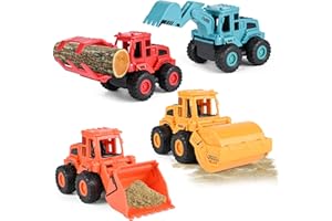 Banaone Spielzeugauto ab 1 2 3 Jahre, 4 Stück Baufahrzeuge Spielzeug, Bagger Spielzeug Auto Spielzeugautos Set, Baby Konstruktionsfahrzeuge Baufahrzeuge, Minibagger Spielzeugauto für Kinder (A)