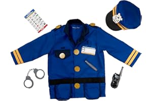Melissa & Doug Zestaw kostiumów policjanta do odgrywania ról, kostium policjanta, kostium na Halloween, kostium dziecięcy, 3+ prezent dla chłopca lub dziewczynki