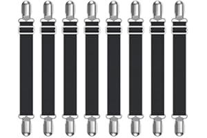 Lesfit Bettlakenspanner Verstellbar, 8 Stück, Schwarz