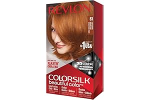 Revlon Colorsilk Beautiful Color, Coloration Permanente, Kératine et Acides Aminés de Soie, couvre 100% des Cheveux Blancs, 53 Auburn Clair