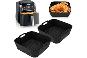 DREAKU Silikonform Heißluftfritteuse für Ninja Heißluftfritteuse Pro 4.7L 6.2L, Quadrat Silikonform Heißluftfritteuse Zubehör für Ninja Af140Eu Af180Eu, Wiederverwendbares Ninja Airfryer Zubehör Silikon Eins