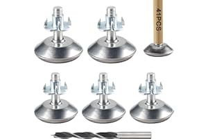 Rybtd 20Pcs Adjustable Leveling Feet Threaded Foot Durable Non-Slip Levelers Glides Foot M8*30 * 40mm with 20 x T-Nuts, 10mm Drill Bit Suitable for Home, Office, DIY, Restaurant, Wooden Furniture