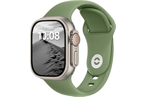 DONEGANI SB Cinturino Sport Compatibile con Apple Watch Band serie Ultra 9 8 7 6 5 4 3 2 1 SE｜49mm 45mm 44mm 42mm 41mm 40mm 38mm Bracciale silicone di colore Verde d'Oliva