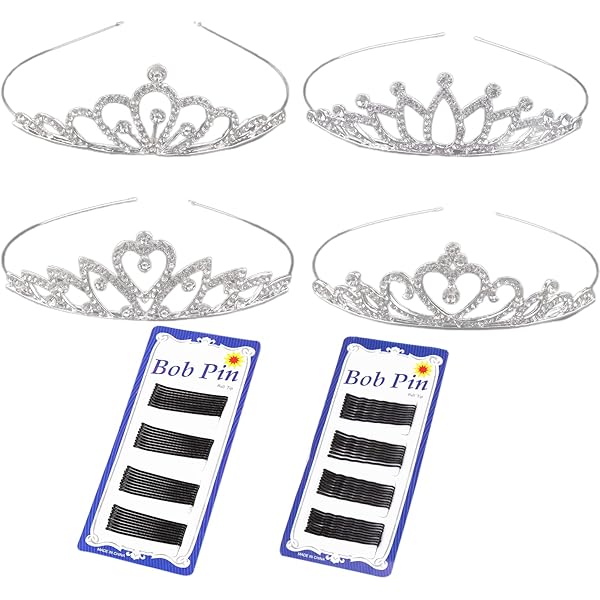 Tiara Da Principessa Per Bambine - 2 Pezzi Con Strass A Forma Di Cuore, Argento - Foto 9